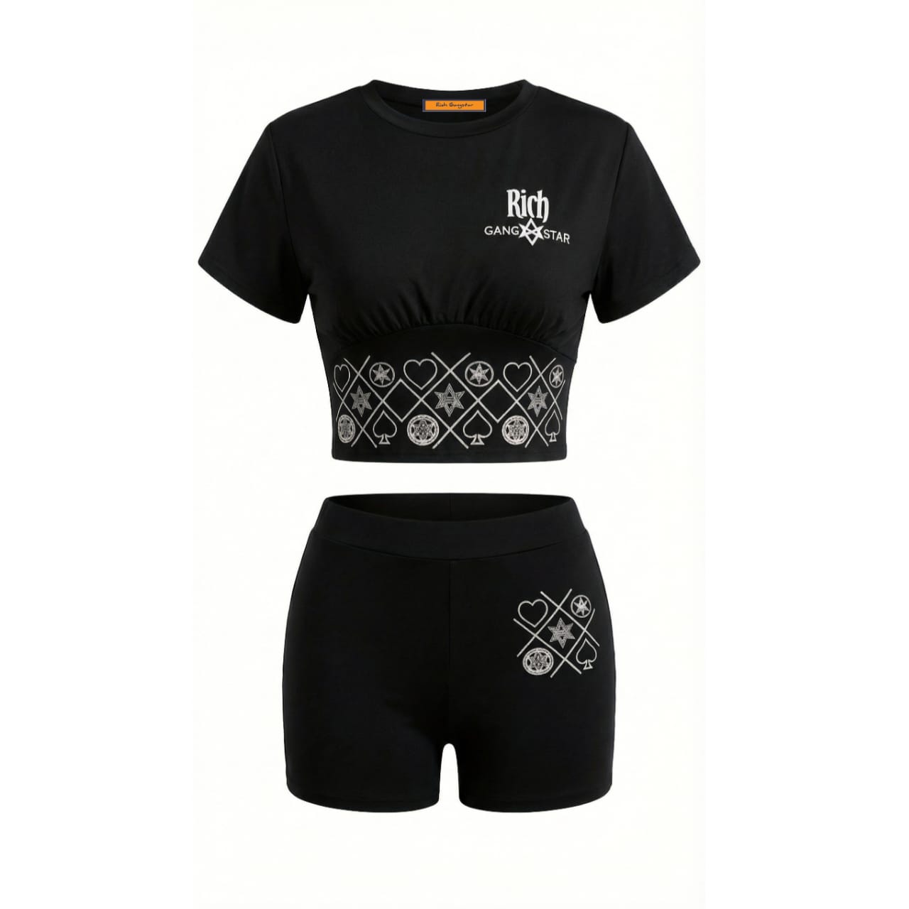 the journey women’s luxury cropped top with shorts nylon set